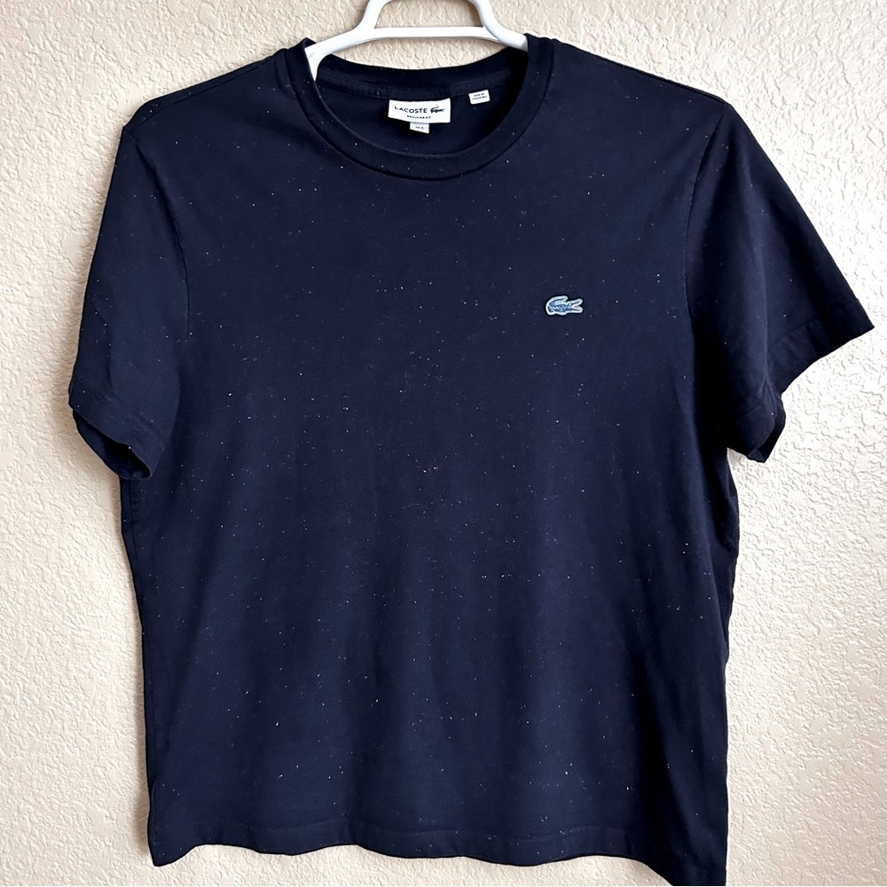 Lacoste Classic Fit Speckled Navy Short Sleeve Crewneck Tee